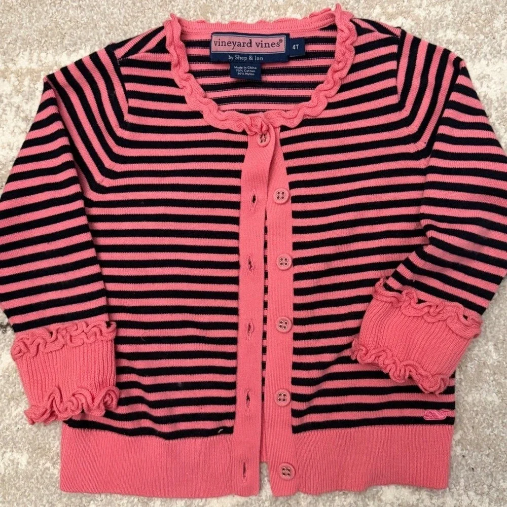 Vineyard Vines‎ Girls Striped Preppy Button Up Sweater cardigan